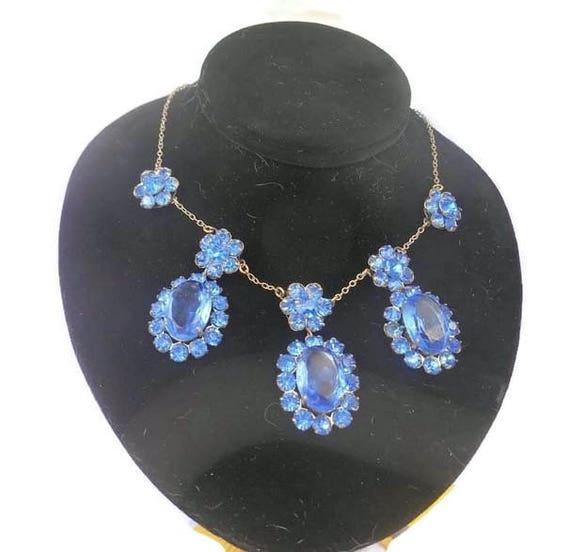 Gorgeous Art Deco Swiss Blue Topaz Czech Glass Bi… - image 1