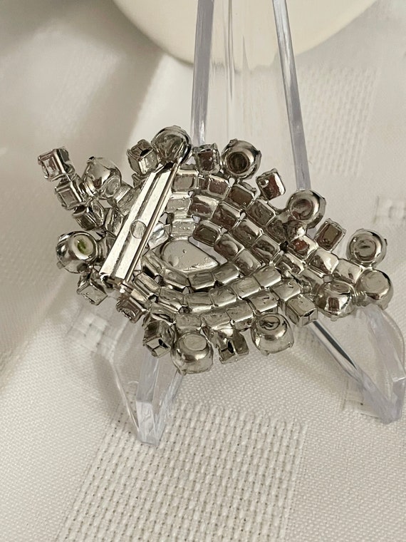 Brilliant Clear Diamante Rhinestones Domed Brooch… - image 3