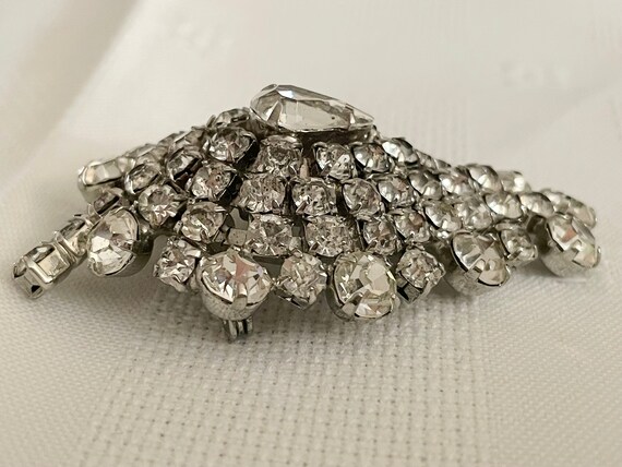 Brilliant Clear Diamante Rhinestones Domed Brooch… - image 2