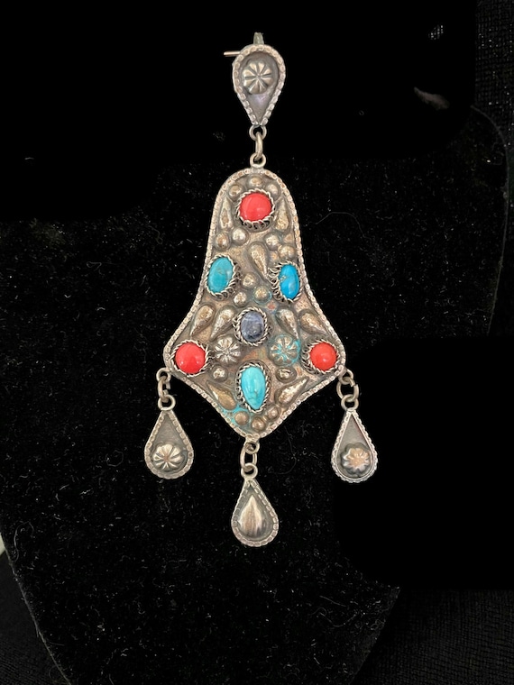 Very Nice Old 800 Silver Large Pendant with Dangl… - image 1