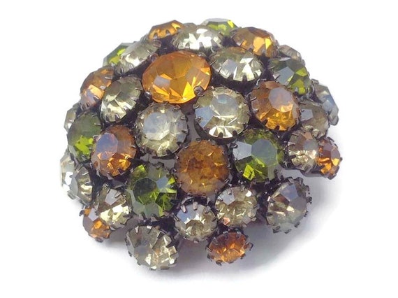 Warner High Domed Japanned Autumn Brooch, Citrine… - image 6