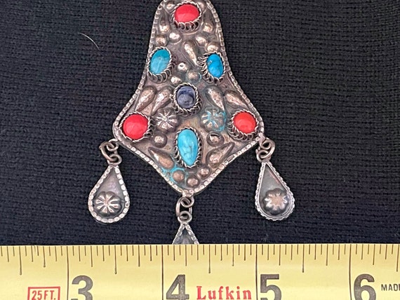 Very Nice Old 800 Silver Large Pendant with Dangl… - image 7