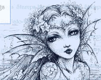 Digital Stamp Download - Siren - Mysterious Mermaid Line Art for Arts and Crafts - by Mitzi Sato-Wiuff - AuroraWings