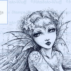 Digital Stamp Download Siren Mysterious Mermaid Line Art for Arts and Crafts by Mitzi Sato-Wiuff AuroraWings image 1