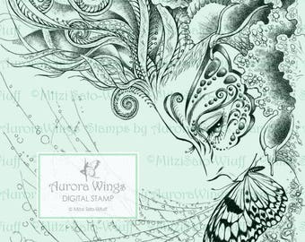 Digital Stamp Instant Download - Viridis Incendia - Vleesetende planten - kleuren - Fantasy Line Art voor kaarten & Ambachten door Mitzi Sato-Wiuff