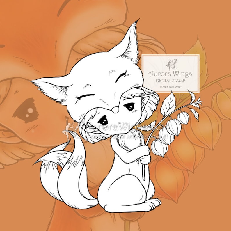 PNG Kitsune Sprite Whimsical Fox Elf with Chinese Lantern | Etsy