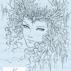 Digital Stamp Icy Snow Queen digistamp Instant Download Fantasy Line Art for Cards & Crafts by Mitzi Sato-Wiuff image 2