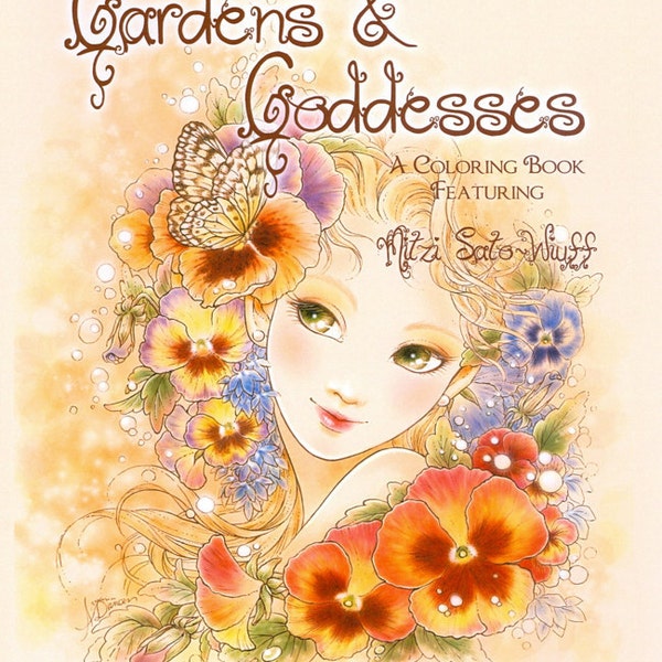 Fantasy Art Coloring Book with 19 Images - Gardens & Goddesses - Detailed Coloring Book for Grownups - Art by Mitzi Sato-Wiuff