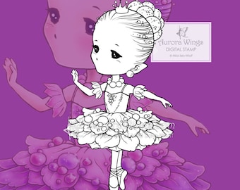 PNG JPG Sugar Plum Sprite - Aurora Wings Digital Stamp - Christmas Holiday Fairy Image - for Coloring and Crafts by Mitzi Sato-Wiuff