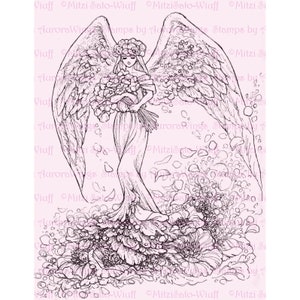 PDF Adult Coloring Page Bundle Wings Collection vol. 2 6 Beautiful Fantasy Faries & Angels Line Art for Coloring by Mitzi Sato-Wiuff image 7
