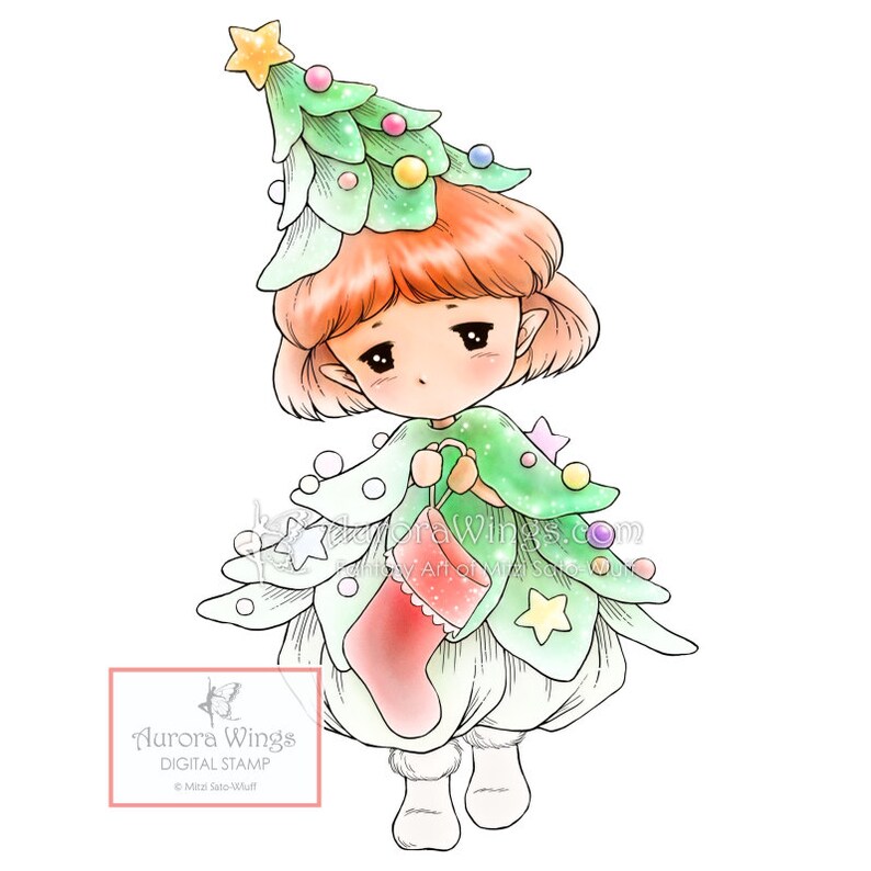 PNG Digital Stamp Christmas Tree Sprite 2 Holiday Baby Elf Etsy