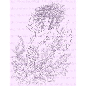 PDF Adult Coloring Page Bundle Mitzi's Mermaids Collection of 7 Beautifully Detailed Fantasy Mermaid Coloring Pages by Mitzi Sato-Wiuff image 5
