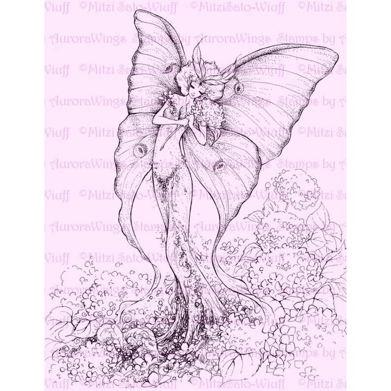 PDF Adult Coloring Page Bundle Wings Collection vol. 2 6 Beautiful Fantasy Faries & Angels Line Art for Coloring by Mitzi Sato-Wiuff image 4