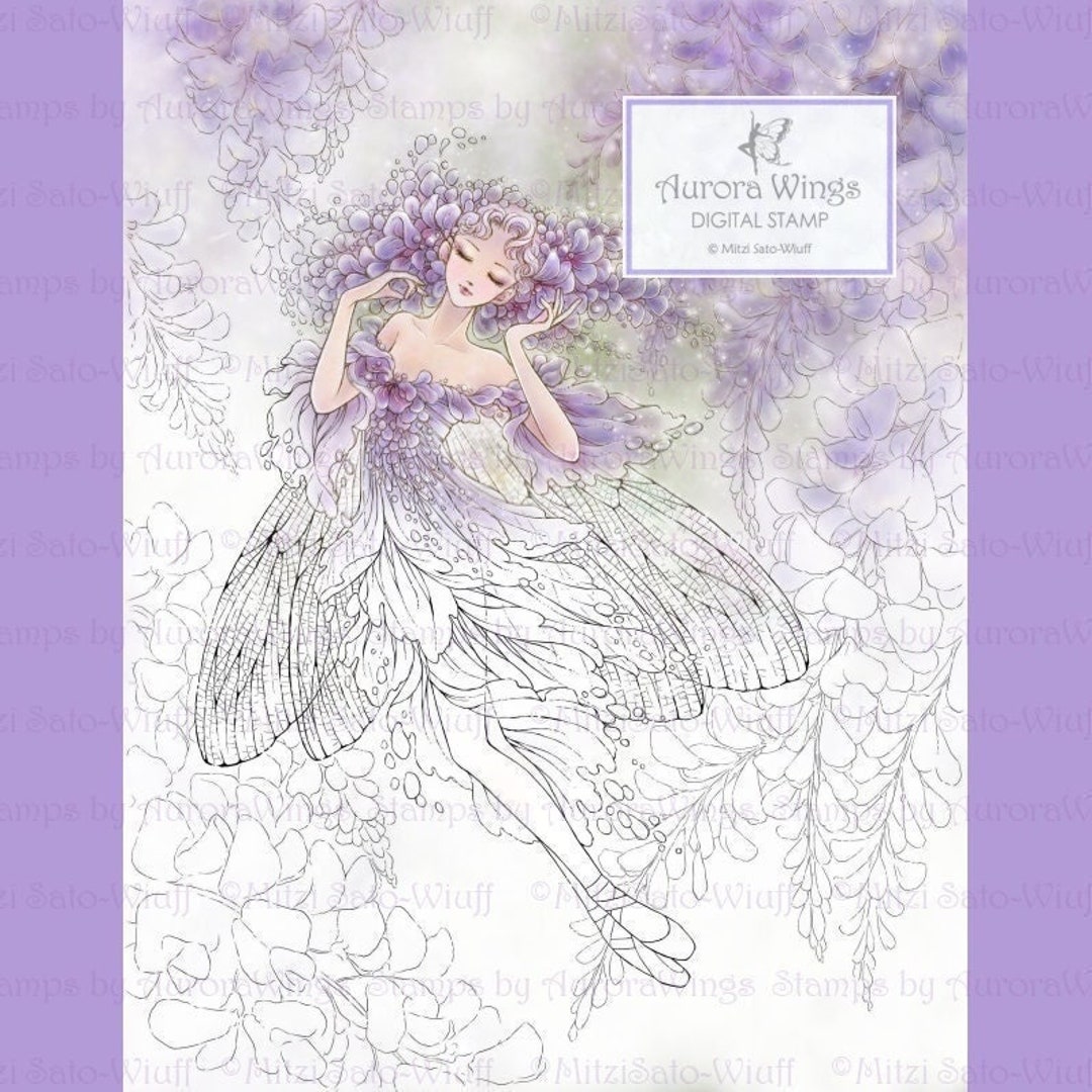 Wisteria - Coloring Page - Fantasy Art of Mitzi Sato-wiuff - Instant ...