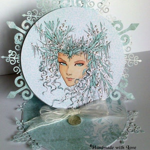 Digital Stamp Icy Snow Queen digistamp Instant Download Fantasy Line Art for Cards & Crafts by Mitzi Sato-Wiuff image 3