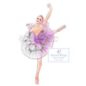 Sugar Plum Fairy JPG and PNG Digital Stamp Nutcracker Ballet Christmas Holiday Ballet Coloring Page Fantasy Art of Mitzi Sato-Wiuff image 2