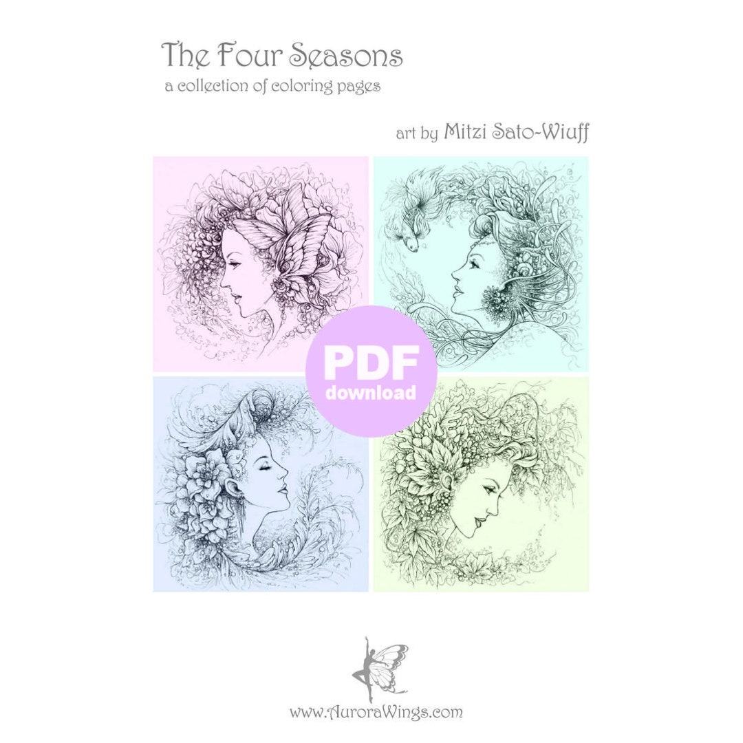 PDF Adult Coloring Pages Collection -the Four Seasons + 1 Bonus Image ...