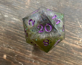 Necrotic Ooze, GIANT d20 40mm chonk, RPG Dice, Dungeons, and Dragons, Roleplaying Game, Critical Role, Eldritch Wizard, Spellbook, Plant