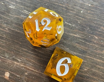 Butterscotch| 1d6, 1d12, Spell Set, Handmade, Single Pair, Partial Set, DnD RPG Dice, Dungeons and Dragons, Roleplaying, Candy, Rum, Vanilla