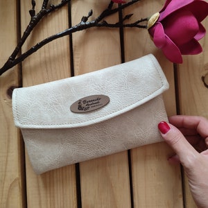 Cartera grande de mujer en ecopiel - interior en tejido estampado VINTAGE WHITE VARIANT