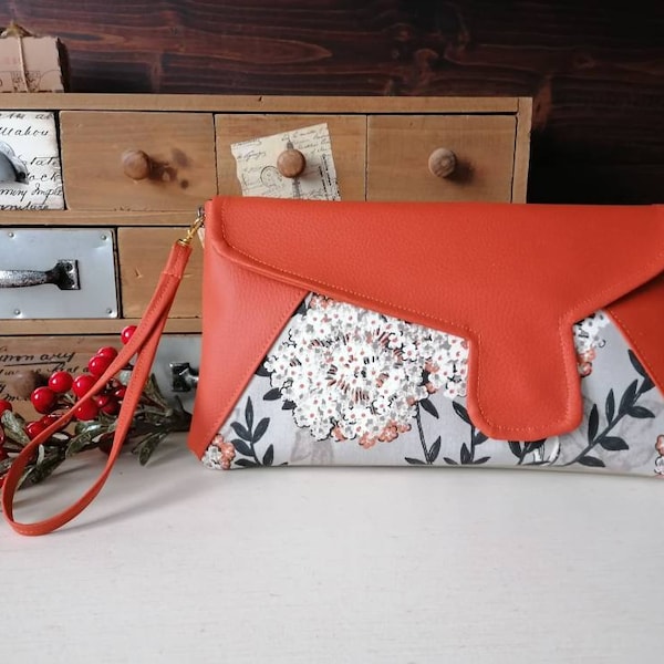 Ceremony clutch bag in eco-leather and floral fabric - MORE VARIANTS AVAILABLE, scroll through the photos