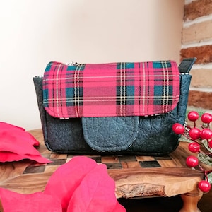 Pinatex and wool handbag, pineapple vegetable fiber bag