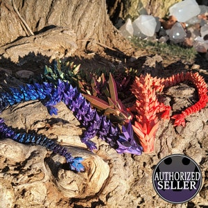 Dragon en cristal articulé de 61 cm (oeuf en option) Flexi by Cinderwing - Jouet agité - Jouet anti-stress pour bureau - Décoration de dragon - Imprimé en 3D