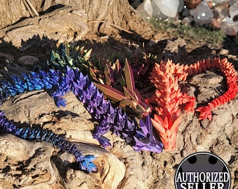 24" Crystal Dragon Fidget Toy: Articulating Desk Decoration by Cinderwing3D
