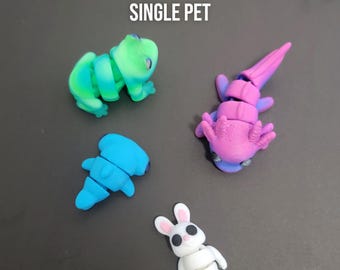 3D-geprint scharnierend fidget-huisdier: minibureauspeelgoed - verrassing, verpakking van 4