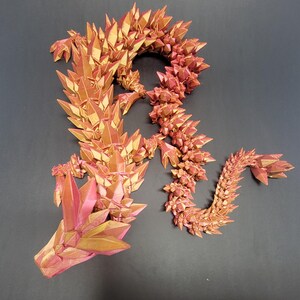 50" Jumbo Crystal Dragon Articulating Flexi By Cinderwing - Fidget Toy - Desk Stress Toy - Dragon Decoration- 3D Printed