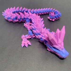 Dragon de cristal 61 cm - Flexi dégradé rose violet par Cinderwing - Jouet articulé articulé - Cadeau imprimé en 3D pour les amateurs de dragons et décoration de bureau