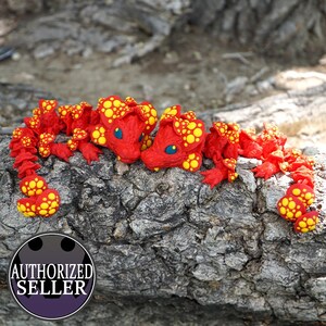 10in Baby Mushroom Dragon Articulating Toadstool - Flexi By Cinderwing - Fidget Toy - Desk Stress Toy - Dragon Decoration- 3D Printed