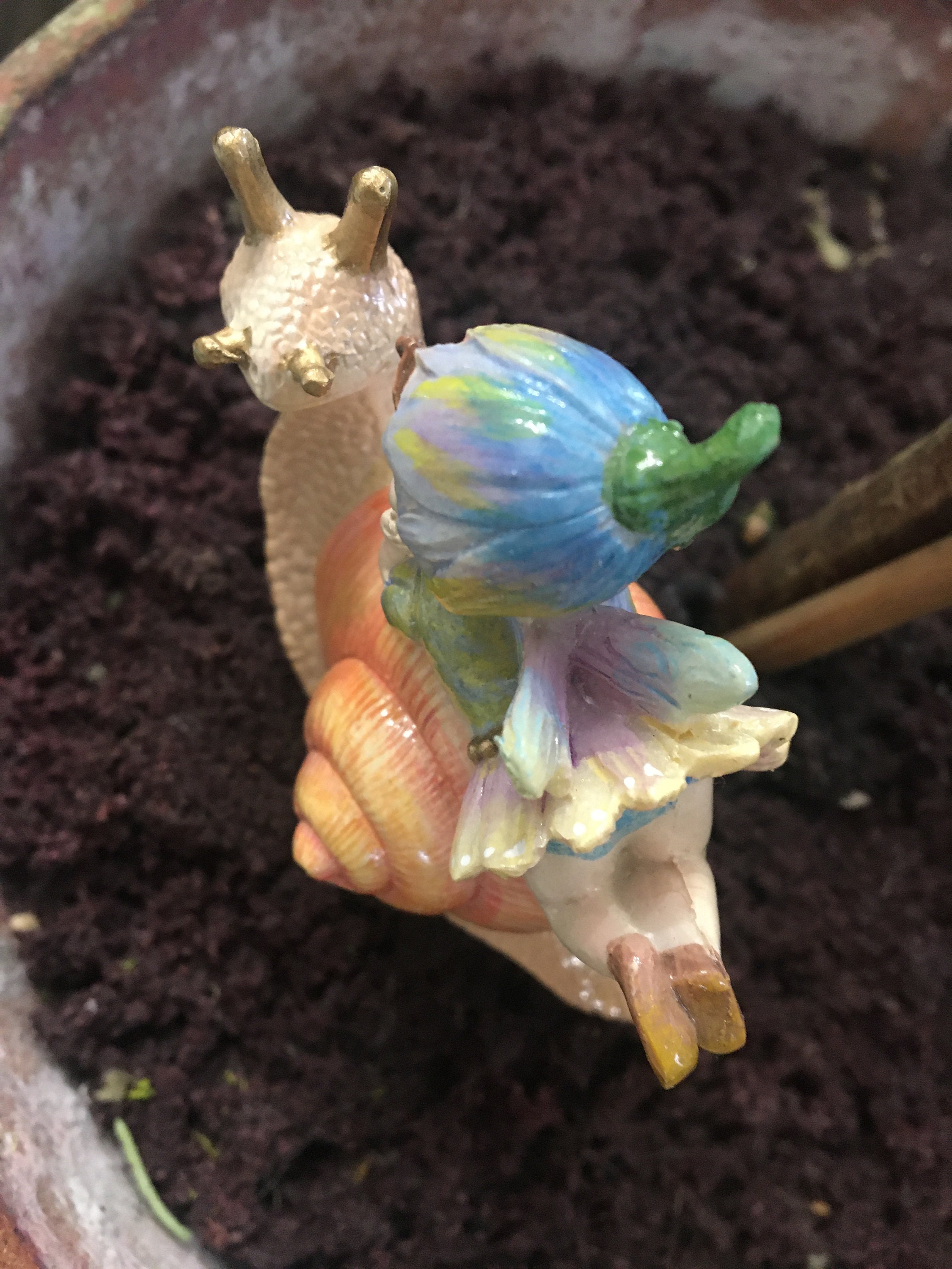 Garden Fairy on snail add to your garden or plant Etsy