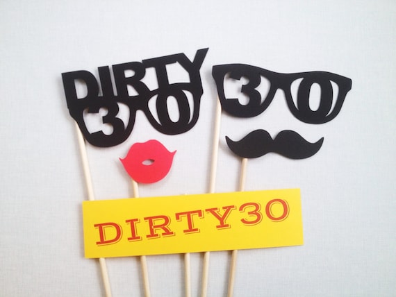 5Piece Dirty Thirty Photo Booth Prop Set 30th Birthday Etsy