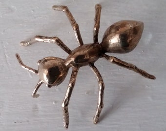 Mini escultura de hormiga de bronce hecha a mano: arte realista de hormiga de picnic