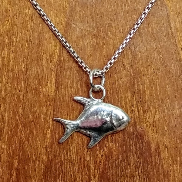 Sterling Silver Permit Fish Pendant, Sterling Fish Necklace, Fish Necklace, Sterling Necklace, Fish Jewelry, Fish Art, Permit Fish Necklace