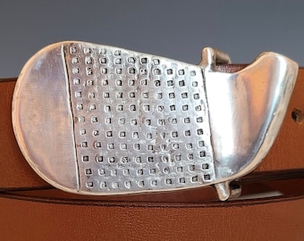 Handmade White Bronze Golf Buckle: Vintage Iron Belt, 1920s Style