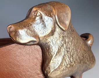 Labrador Retriever bronze buckle with handmade leather belt