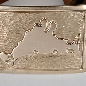 PRICE DROP 190 to 152 - Martha&#39;s Vineyard Belt, Bronze MV Island, Chestnut Belt for Men & Women, Celebrate island life, Island Belt, Islands