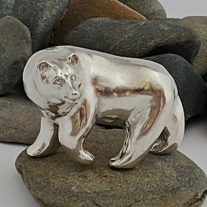 Bear Sculpture, Mini Bear Sculpture, Handmade Spirit Bear, Solid Sterling Bear, Nature Art, Silver Bear, Bear Art, Mini Bear Sculpture