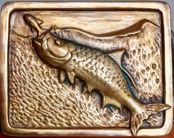 Handmade Bronze Tarpon Buckle: Fly Fishing Belt, USA Made