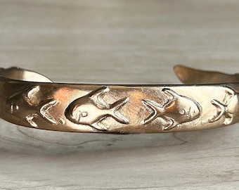 Men's White Bronze Fly Fishing Cuff Bracelet, Permit Crab Cuff