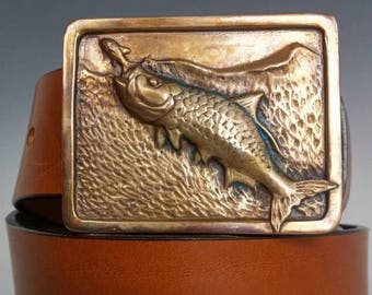 Handmade Mens Luxury Fishing Belt Bronze Redfish Buckle | Etsy