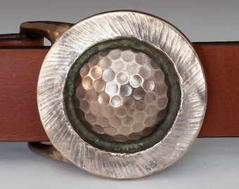 Handmade Bronze Golf Buckle Belt: Chestnut English Bridle Leather
