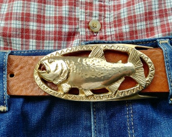 Golden Dorado Brass Buckle: Chestnut Bridle Leather, Fly Fishing Belt