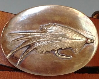 Lefty Kreh Deceiver Fly Bronze Buckle Belt: Handmade Fishing Gift
