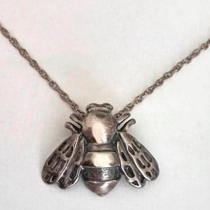 Handmade Oxidized Sterling Silver Honeybee Necklace: Nature Jewelry