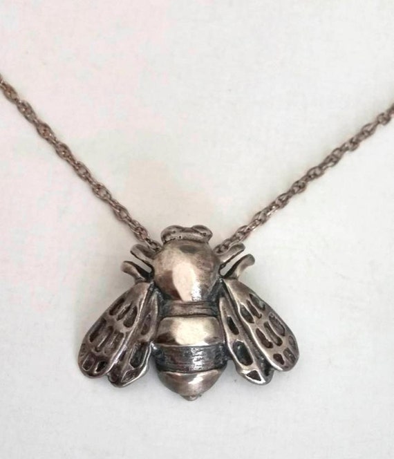 Antiguos plateado abeja Bumble Collar de Cadena de 16 pulgadas. miel