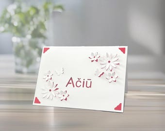 Lithuanian Thank You Card: Aciu Floral Greeting Card with Personalized Colors