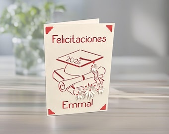 Spanish Graduation Card 2026 Felicitaciones, Personalized With Any Name, Tarjeta de Graduacion en Espanol